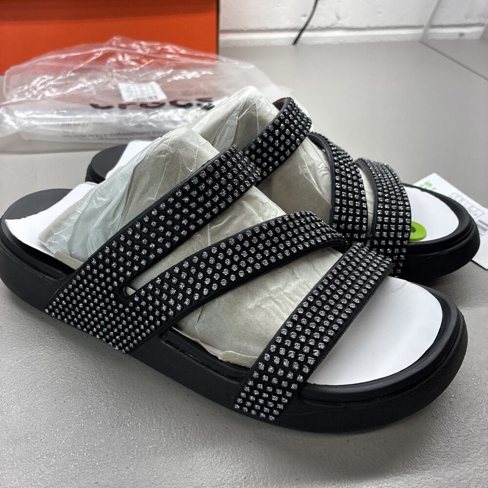 Crocs Getaway Gems Strappy EVA Women's Black Sandals Size 7